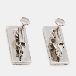 مملوكة مسبقًا Dior Trotter 2 Blue Polish Gunmetal Tone Metal Clip On Earrings