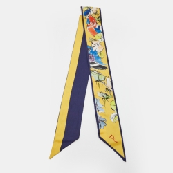 Dior Yellow Printed Silk Bandeau Scarf
