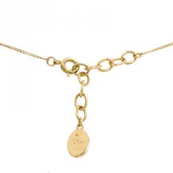 Pre Owned Dior Mise en Dior Faux Pearl Gold Tone Necklace