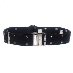 Pre Owned Dior Black Canvas Clasp Belt 70CM
