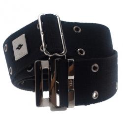 Pre Owned Dior Black Canvas Clasp Belt 70CM