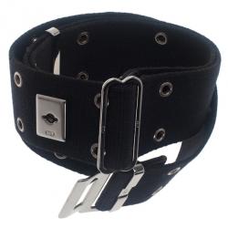 Pre Owned Dior Black Canvas Clasp Belt 70CM