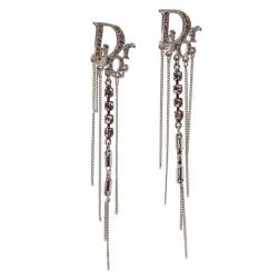 Pre Owned حلق ديور أبليك كريستال وردي كلبس