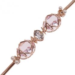 Pre Owned Dior Pink Crystal Bracelet 22CM