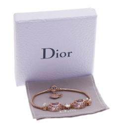 Pre Owned Dior Pink Crystal Bracelet 22CM