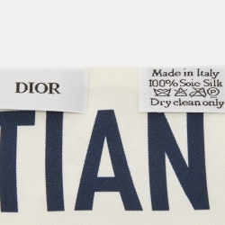 Dior White/Navy Blue Toile De Jouy Silk Bandeau Scarf