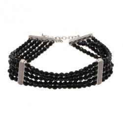 مملوكة مسبقًا Dior Vintage Black Beads 5 Rows Choker Necklace