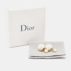 Dior Tribales Faux Pearl Gold Tone Stud Earrings