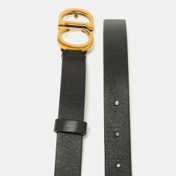 مملوكة مسبقًا Dior Black Leather CD Logo Buckle Belt 70 CM