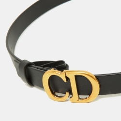مملوكة مسبقًا Dior Black Leather CD Logo Buckle Belt 70 CM