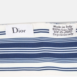 Pre Owned Christian Dior Blue/White Print Silk De Jouy Mitzah Scarf