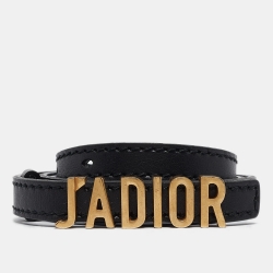 Pre Owned Dior Black Leather J'Adior Waist Belt 85CM