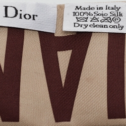 Christian Dior Brown Logo Print Silk Mitzah Scarf