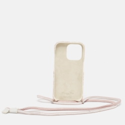 Dior Brown/Pink Toile de Jouy Print Leather iPhone 14 Pro Cord Case