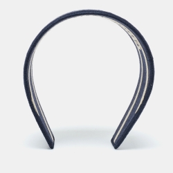 Pre Owned Dior Navy Blue Oblique Embroidered Headband 