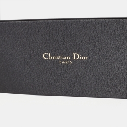 Pre Owned Dior Black Leather Diorquake Wide Buckle Belt 75CM