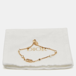 Dior Clair D Lunes Crystals Faux Pearls Gold Tone Bracelet