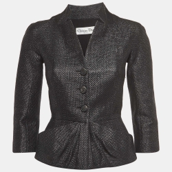 Christian Dior Black Textured Cotton Blend Bar Jacket S
