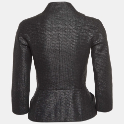 Christian Dior Black Textured Cotton Blend Bar Jacket S