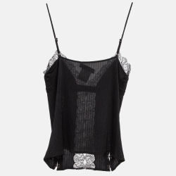 مملوكة مسبقًا Christian Dior Boutique Black Stretch Knit Lace Detail Camisole L