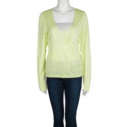 Pre Owned Dior Yellow Cotton Long Sleeve T-Shirt XL