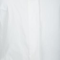 Dior White Sequined Collar Contrast Cuff Detail Long Sleeve Shirt S