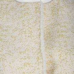 Dior Yellow Textured Frayed Placket Detail Button Front Cropped Jacket S