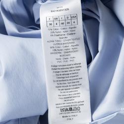 Dior Blue Sequined Collar Contrast Cuff Detail Long Sleeve Shirt S