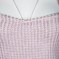 Pre Owned Dior Metallic Pink Foil Printed Knit Bustier Top S