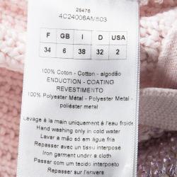 Pre Owned Dior Metallic Pink Foil Printed Knit Bustier Top S