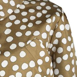Pre Owned Dior Brown Polka Dotted Silk Calfskin Leather Belt Detail Tailored Jacket S