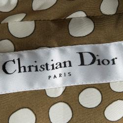 Pre Owned Dior Brown Polka Dotted Silk Calfskin Leather Belt Detail Tailored Jacket S