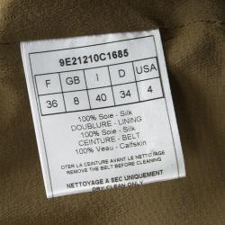 Pre Owned Dior Brown Polka Dotted Silk Calfskin Leather Belt Detail Tailored Jacket S