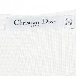 Pre Owned Dior White Knit Mesh Detail Short Sleeve Dress S
