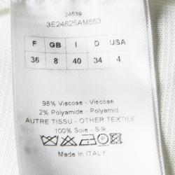 Pre Owned Dior White Knit Mesh Detail Short Sleeve Dress S