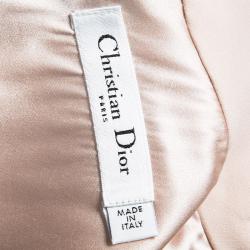Dior Pale Pink Silk Belted Long Sleeve Dress S
