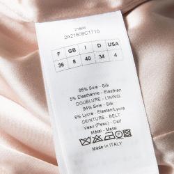 Dior Pale Pink Silk Belted Long Sleeve Dress S
