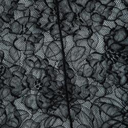 Dior Black Floral Lace Sheer Long Sleeve Top M
