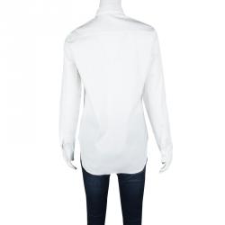 Pre Owned Dior White Embellished Wool Applique  Long Sleeve Shirt S