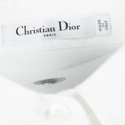 Pre Owned Dior White Embellished Wool Applique  Long Sleeve Shirt S
