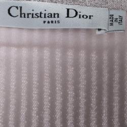 Pre Owned Dior Metallic Blush Pink Lurex Knit Sleeveless A-Line Dress S