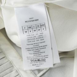 Pre Owned Dior Off White Silk Pleated Bottom Long Sleeve Shirt Dress S