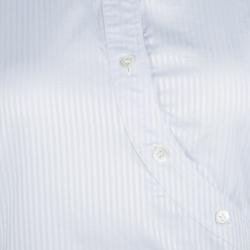 Dior SS'14 Blue Striped Cotton Button Detail Long Sleeve Shirt Dress M