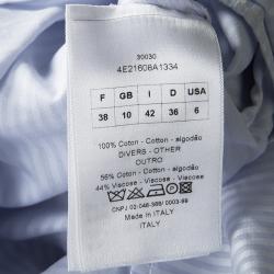 Dior SS'14 Blue Striped Cotton Button Detail Long Sleeve Shirt Dress M