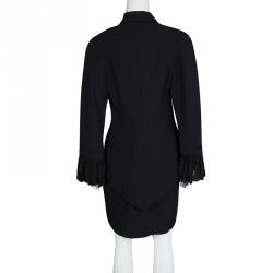 Dior Black Floral Lace Cuffed Blazer and Pencil Skirt Set L