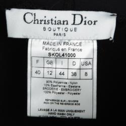 Dior Black Embroidered Hooded Wrap Long Jacket M