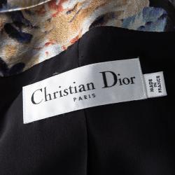 Dior Metallic Floral Painted Lambskin Leather Biker Jacket S