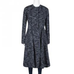 Pre Owned Dior Blue and Black Textured Coat Dress M