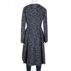 Pre Owned Dior Blue and Black Textured Coat Dress M