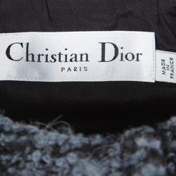 Pre Owned Dior Blue and Black Textured Coat Dress M